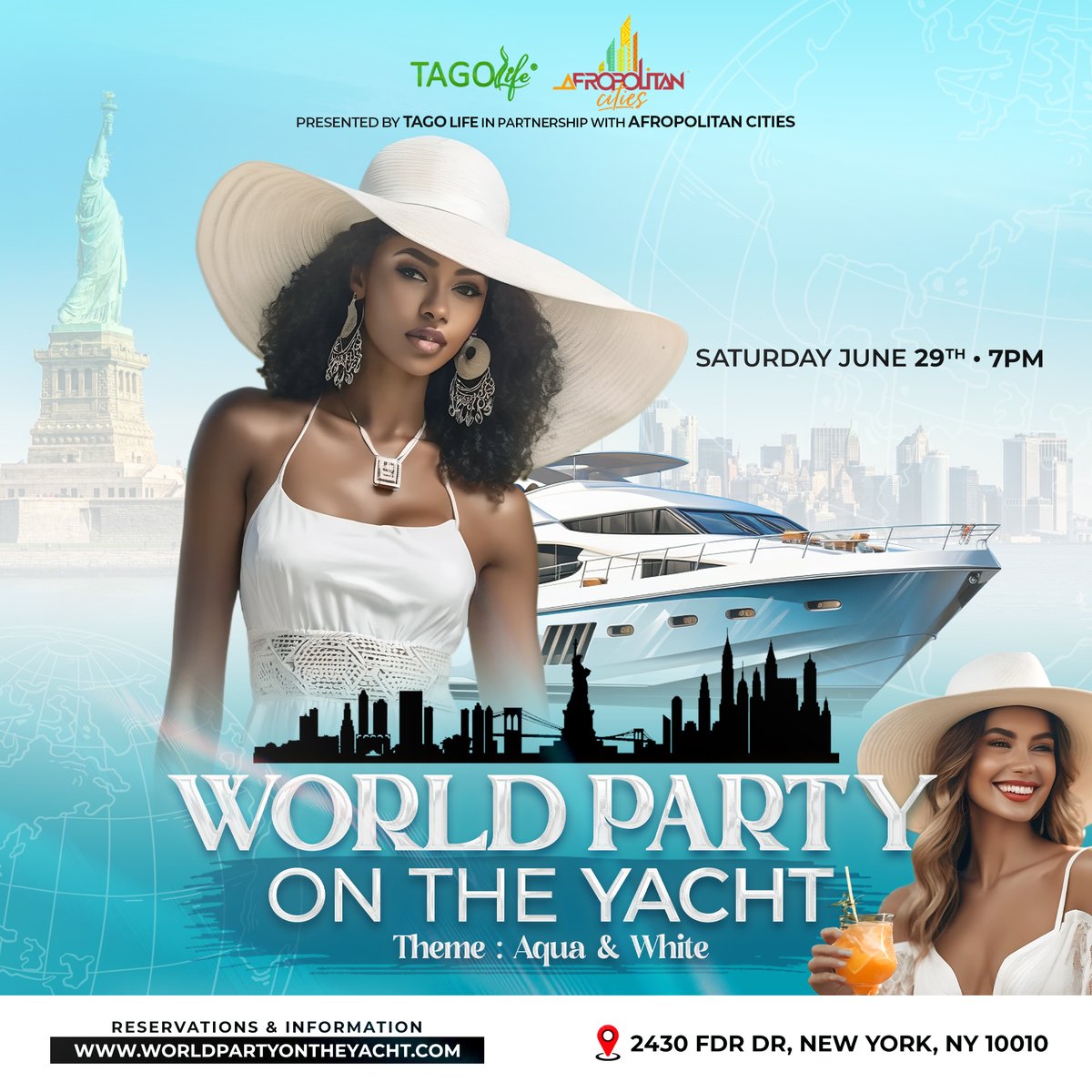 #NYC get ready kick-off the summer in style with the World Party On Yacht on the Hudson River - 7 Continents On One Yacht - Get your early bird ticket at WorldPartyOnTheYacht.com
