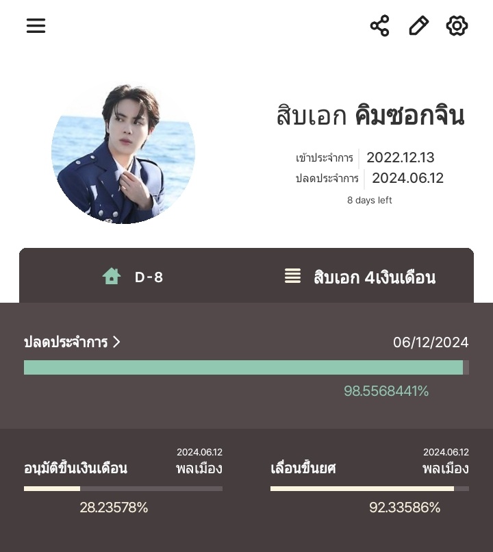 mubai__jk's tweet photo. D-8 ใกล้แล้ววววว อีกอึดใจเดียวก็จะได้เจอพี่จินแล้ว 😭😭😭😭😭😭😭 https://t.co/x3oBAV2Tel