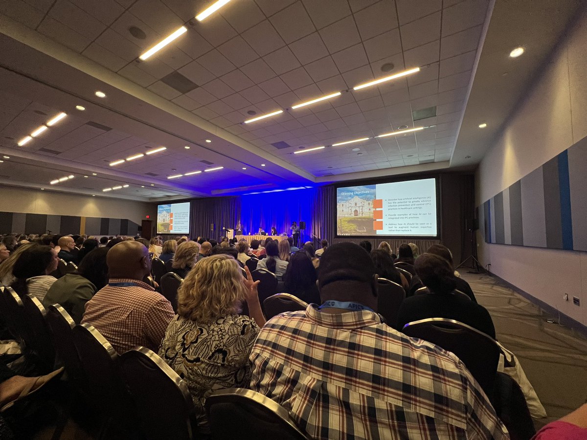 Back-to-back #artificiallntelligence sessions at #apic24! Seeing the attendance rates, clearly we need more understanding &amp; acceptance of #AI in #infectionprevention