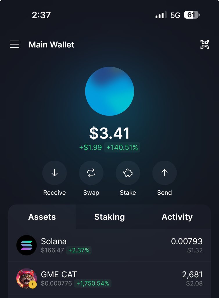 ShiaofWall_ST's tweet photo. Small wallet challenge starting with GME cat https://t.co/k7ENn3iikN
