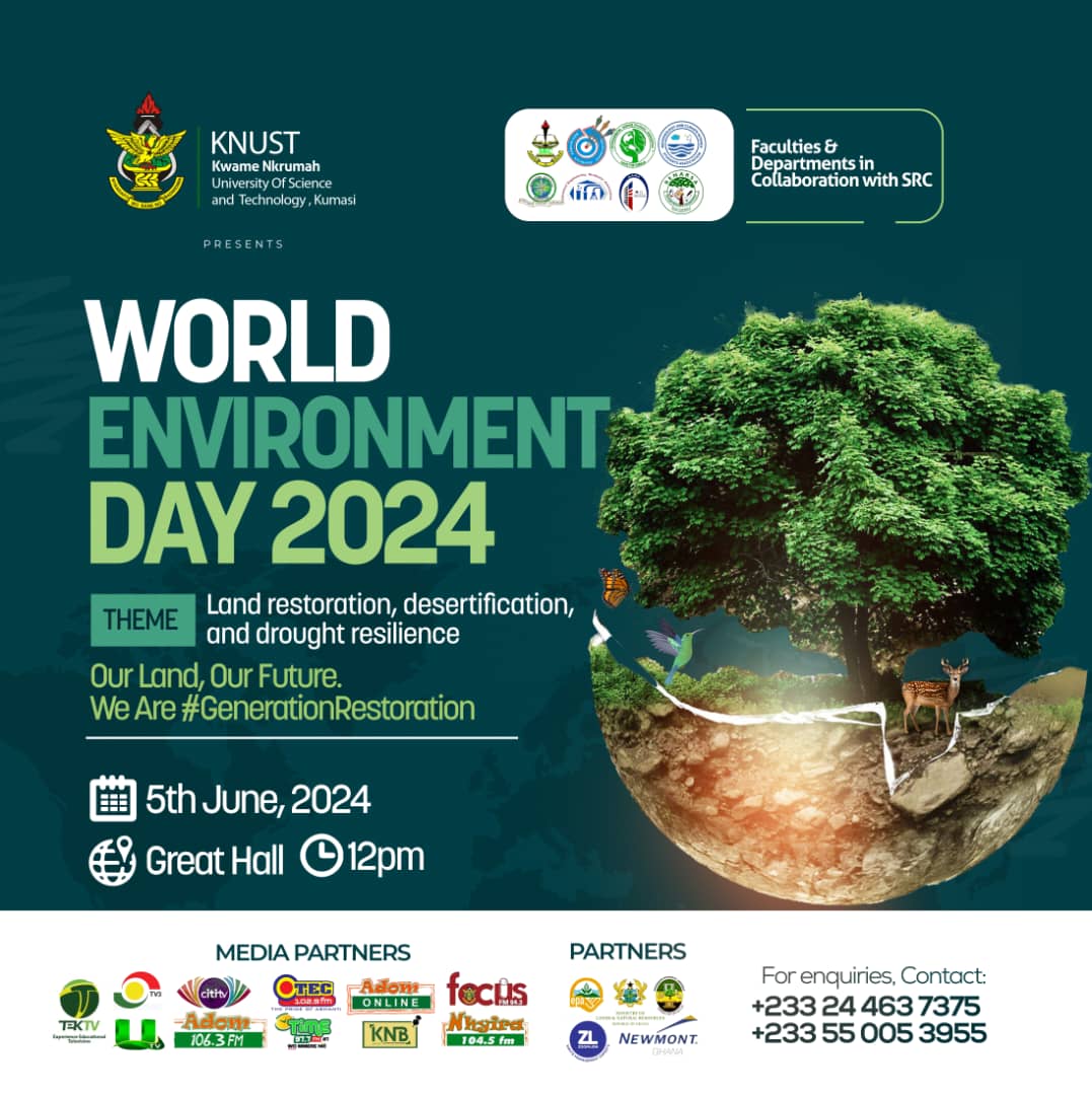 Noticeboardgh's tweet photo. 📍📍ATTENTION STUDENTS📍📍
Meet the guest speakers for the World Environmental Day 2024, which is slated to be held at Great Hall, KNUST on the 5th June, 2024 at exactly 12 pm❗️👀

The theme: Land Restoration, Desertification,  and Drought Resilience.

You're all invited. https://t.co/UYx07nVBlO