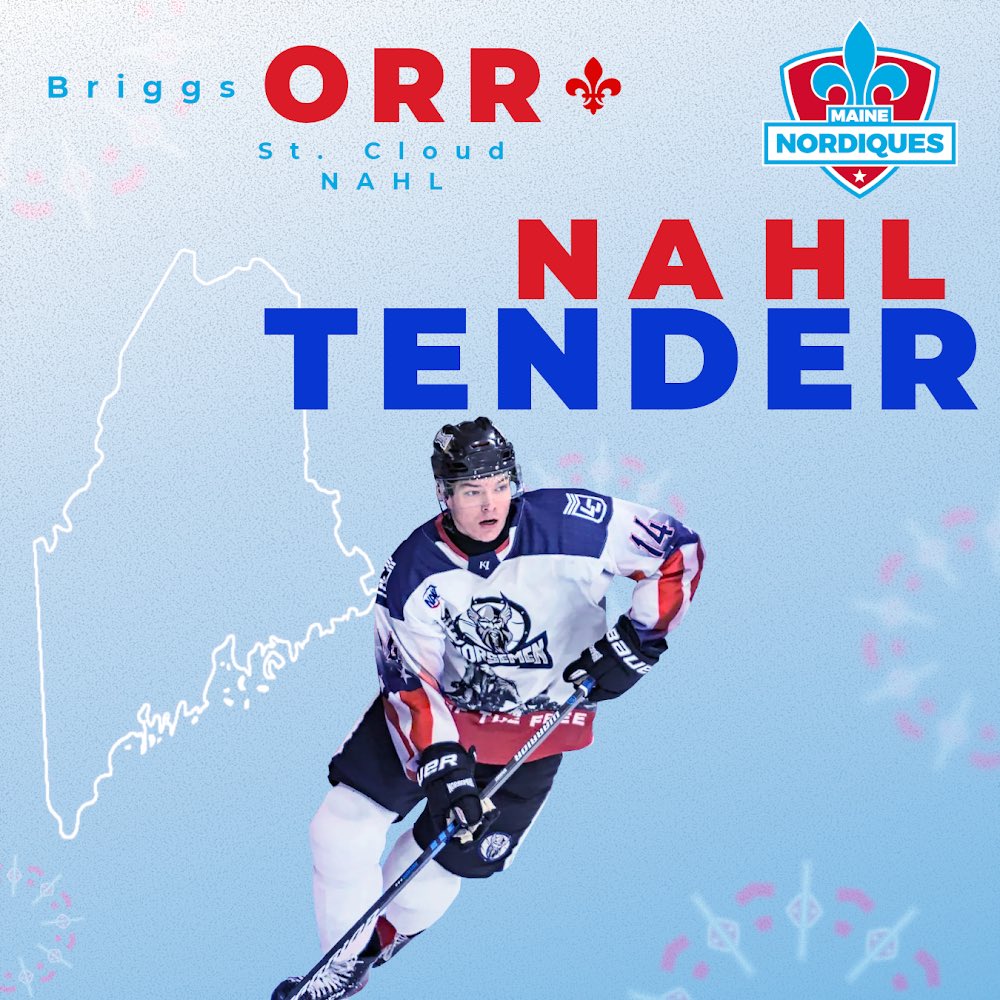 MaineNordiques's tweet photo. π¨ TENDER ALERT π¨
The Maine Nordiques are pumped to announce the Tender signing of Defenseman Briggs Orr!
Briggs is an β05 D-man who brings impressive junior hockey experience in the NAHL and WHL!
Welcome to the #MaineLand π² Briggs! https://t.co/yCVDgEJ1Qr
