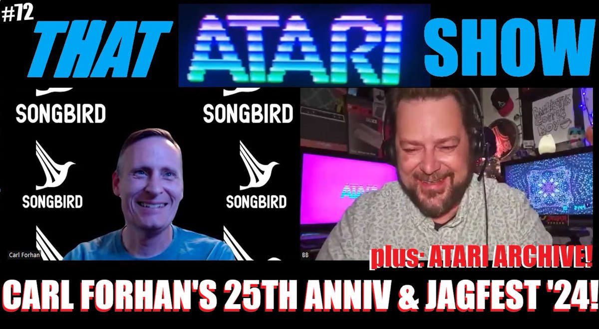 ballistikcoffee's tweet photo. Missed it? Watch #ThatAtariShow w/ #CarlForhan (aka @SongbirdPro) as he discusses #Jagfest2024, his 50th Anniv working w/ #Atari #Lynx, #Jaguar & yes, the #Nuon! We discuss his history & future! Plus: A cool Nuon Tech Video! #Gaming Only on #BCB! Click: https://t.co/UPaADSAUQn https://t.co/WcDgijrQZR