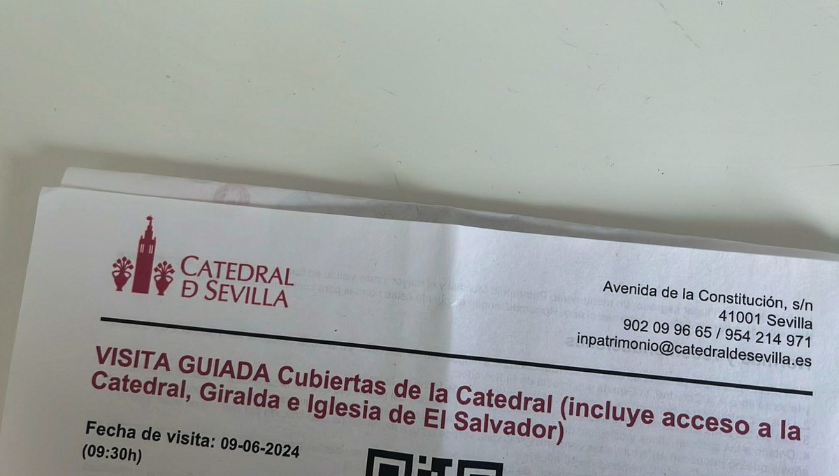 Se VENDEN 2 entradas para visita guiada a las CUBIERTAS DE LA CATEDRAL de Sevilla (incluye acceso a la Catedral, Giralda e Iglesia de El Salvador) este DOMINGO 09.06 a las 09:30h ‼️