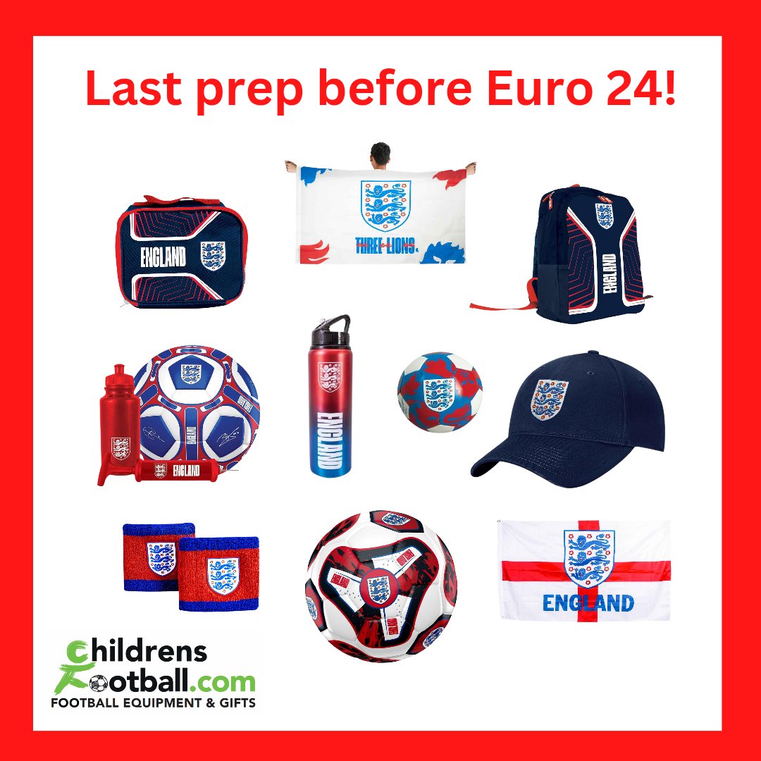 ChildrensFootie's tweet photo. Not long now to get the big decisions made before Euro 2024 begins! 

Which flag? Which bag? Gift set or just a football?

For England fans, get your merch orders in ready for their first game Sunday the 16th.

https://t.co/u14xzvgAb9

#England #Euro2024 #Football https://t.co/KJC4hRN1PY