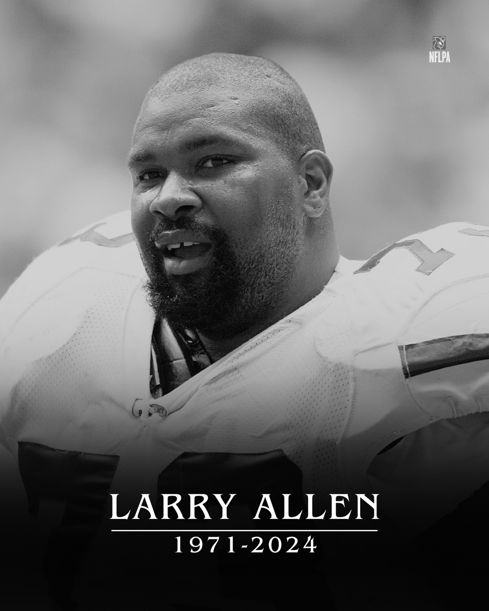 Today, we mourn the loss of former Cowboy great &amp; Pro Football Hall of Famer, Larry Allen. His competitive spirit &amp; inspiring presence will forever be missed by the entire football community. We're sending love &amp; comfort to all those who knew &amp; loved Larry. #RIP