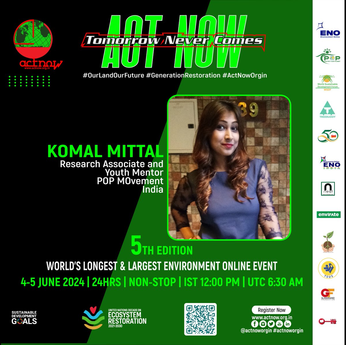 ACTNOWORGIN's tweet photo. Add your voice, action, and commitment to

#TomorrowNeverComesActNow
5TH EDITION
WORLD’S LONGEST &amp; LARGEST ENVIRONMENT ONLINE EVENT
4-5 JUN’24|24HRS|NON-STOP|IST 12 PM|UTC 6:30 AM
Join: https://t.co/qJbP9u2Uw2
@actnoworgin
@unep https://t.co/SUNoYPUMsZ