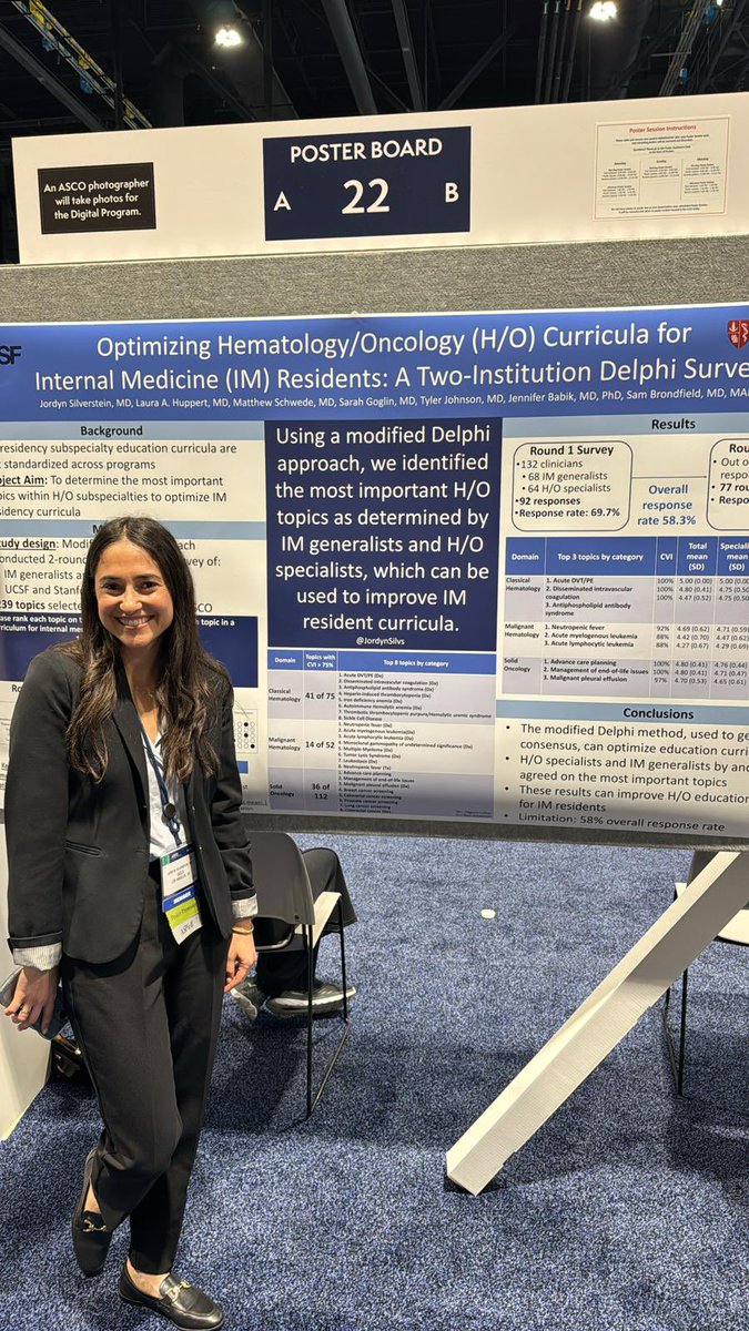 Jordyn Silverstein, MD (@jordynsilvs) on Twitter photo My first ASCO poster!! What an amazing conference to be a part of - couldn’t be here without the support of my mentors <a href="/s_brond/">Sam Brondfield, MD, MAEd, FASCO</a> <a href="/laura_huppert/">Laura Huppert, MD</a>
A Delphi Survey to understand what topics are most important for IM residents to learn about Hem/Onc! Check it out #ASCO24 My first ASCO poster!! What an amazing conference to be a part of - couldn’t be here without the support of my mentors <a href="/s_brond/">Sam Brondfield, MD, MAEd, FASCO</a> <a href="/laura_huppert/">Laura Huppert, MD</a>
A Delphi Survey to understand what topics are most important for IM residents to learn about Hem/Onc! Check it out #ASCO24