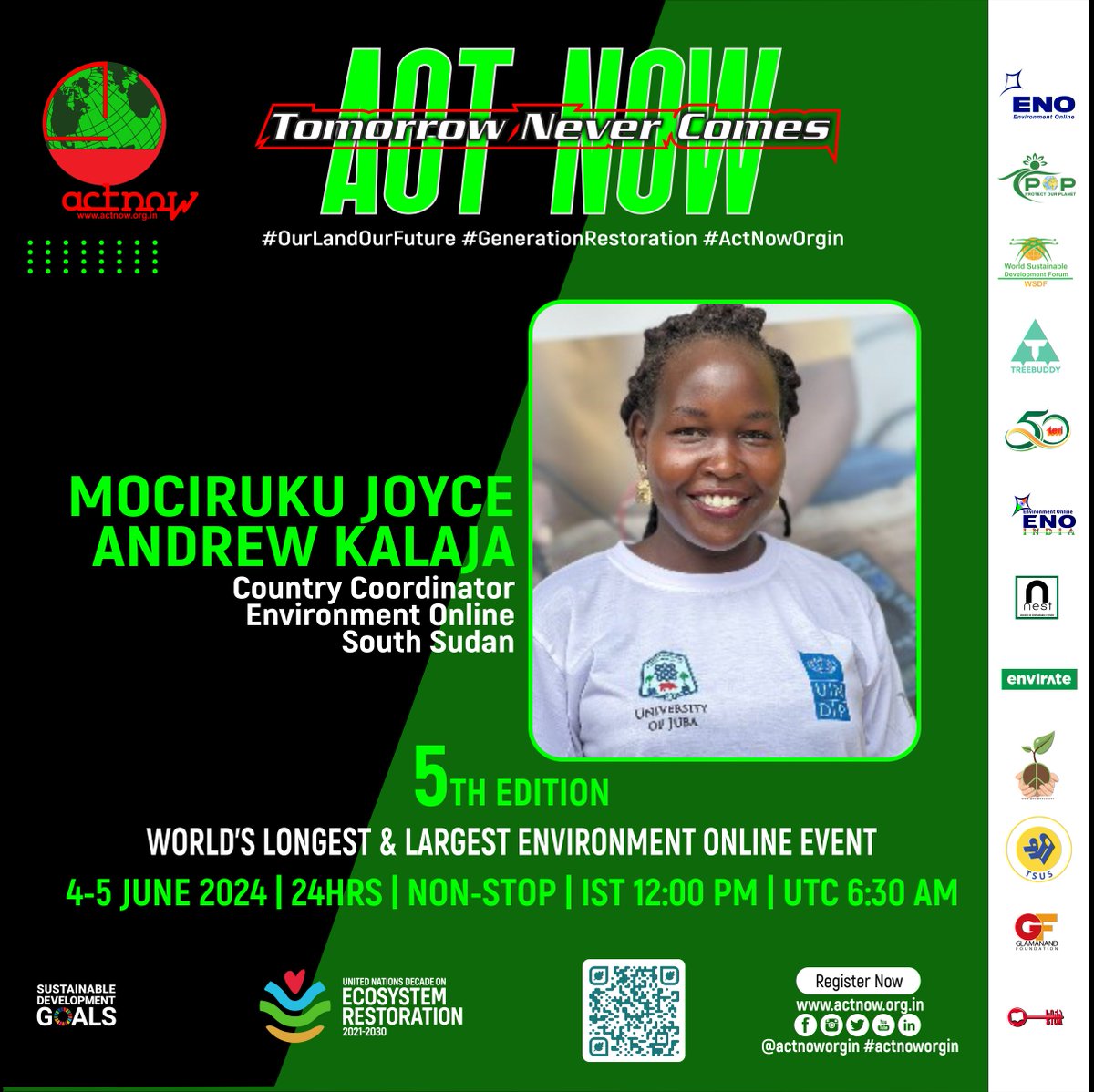 ACTNOWORGIN's tweet photo. Add your voice, action, and commitment to

#TomorrowNeverComesActNow
5TH EDITION
WORLD’S LONGEST &amp; LARGEST ENVIRONMENT ONLINE EVENT
4-5 JUN’24|24HRS|NON-STOP|IST 12 PM|UTC 6:30 AM
Join: https://t.co/qJbP9u2Uw2
@actnoworgin
@unep https://t.co/SUNoYPUMsZ