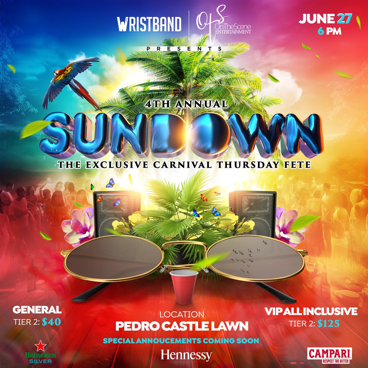 RashadGR_'s tweet photo. VENUE ANNOUNCEMENT‼️
SUNDOWN: The 4th Annual Exclusive Carnival Thursday Fete 🎉 🍾
📍 Pedro Castle Lawn
🗓️ Thursday, June 27th
🎟️ TIER 2 Tickets now available on @event
Special announcements coming very soon! 😉
#Wristband
#CaymanCarnival
#Caymas
#OnTheSceneEntertainment https://t.co/9DggQiKOVO