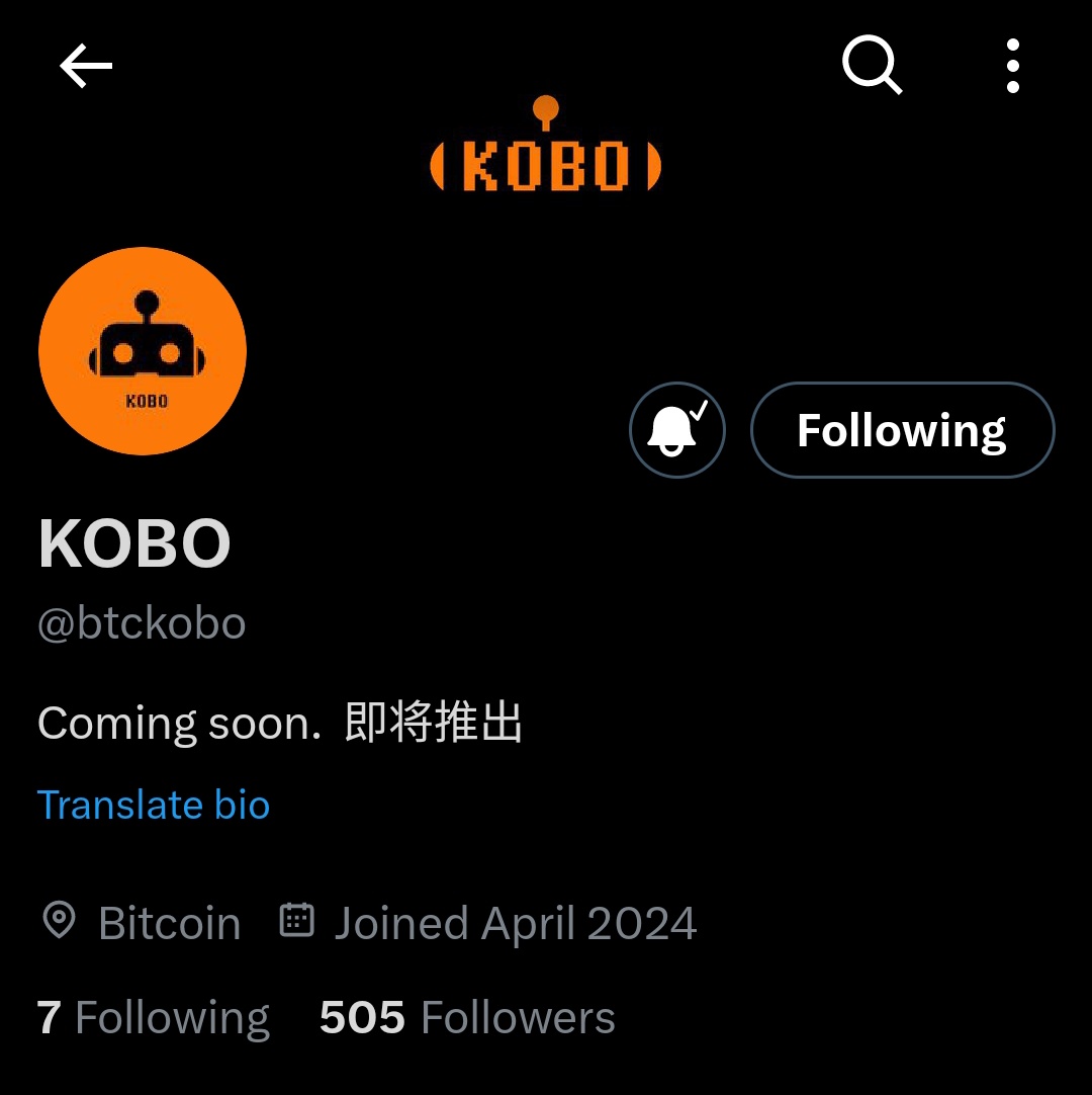 Early Project Sighted! @btckobo Followers - 527 Project hasn't posted yet, so you're very very early. - Follow project account & turn on 🔔 to stay updated. - Like & Repost for more visibility More details coming soon......