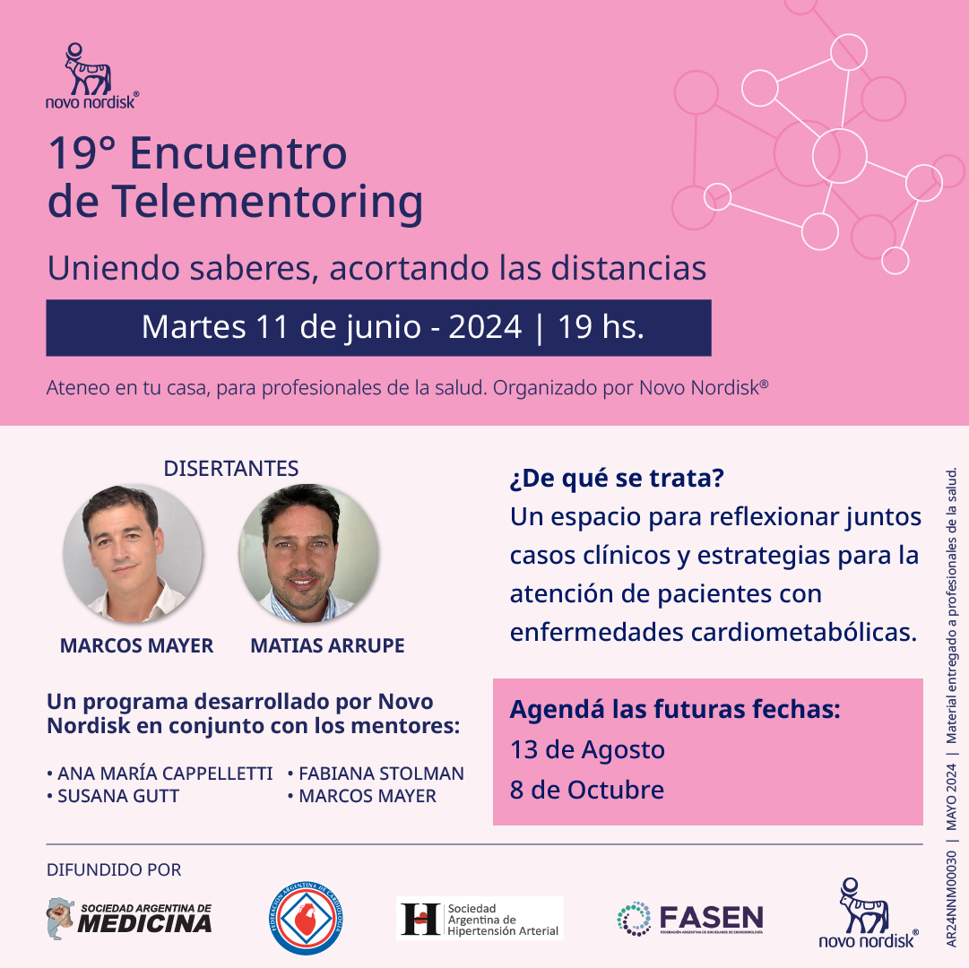 EndoFASEN's tweet photo. Este encuentro refleja la interacción de un ateneo, donde podrán compartir casos de sus pacientes Cardio-metabólicos con otros colegas. Organizado por Novo Nordisk.
El próximo encuentro será llevado a cabo el martes 11 de Junio de 19 a 20hs por Marcos Mayer y Matias Arrupe. https://t.co/ei1xVDnlLe