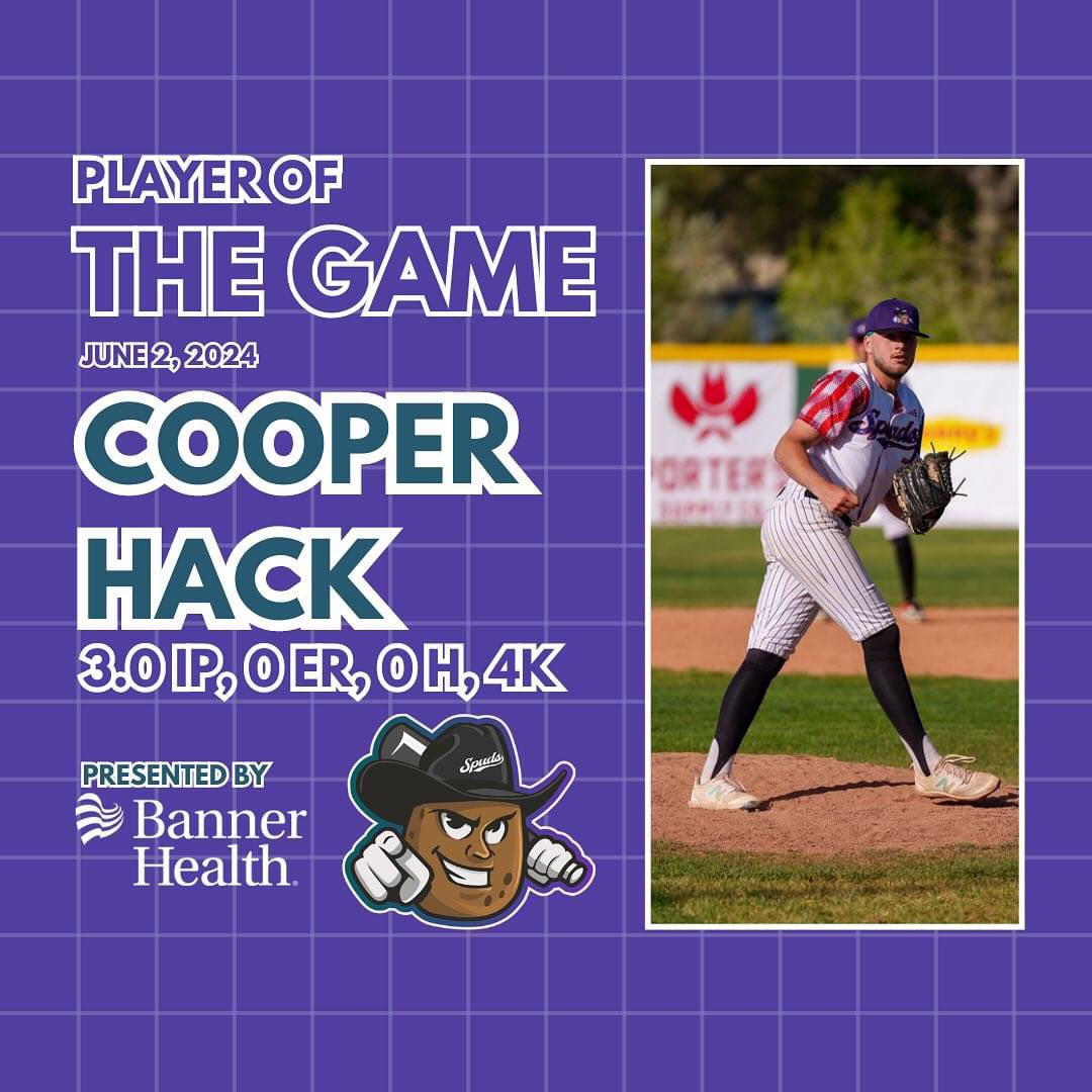 Hottie2232's tweet photo. Proud of this kid for coming into the game🔥 and keeping the 🥔 on top! #taternation #Wyoming #baseball #casperspuds #summerball #bannerhealthwyoming #playerofthegame https://t.co/qBFkEMpbLO