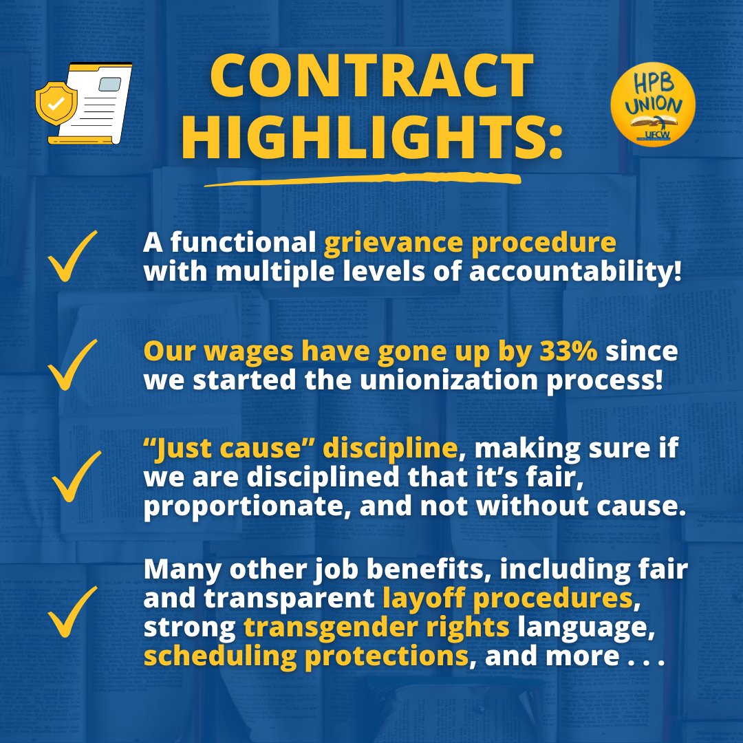 🚨 BREAKING: ALL FOUR MN HPB LOCATIONS HAVE RATIFIED THEIR FIRST CONTRACT! 🚨

We're SO excited! We've worked very hard for this first contract, which will help keep our jobs protected, safe, and sustainable. 

What's in the contract? It's in the thread.🧵

(1/4)

#UFCW #HPBUnion