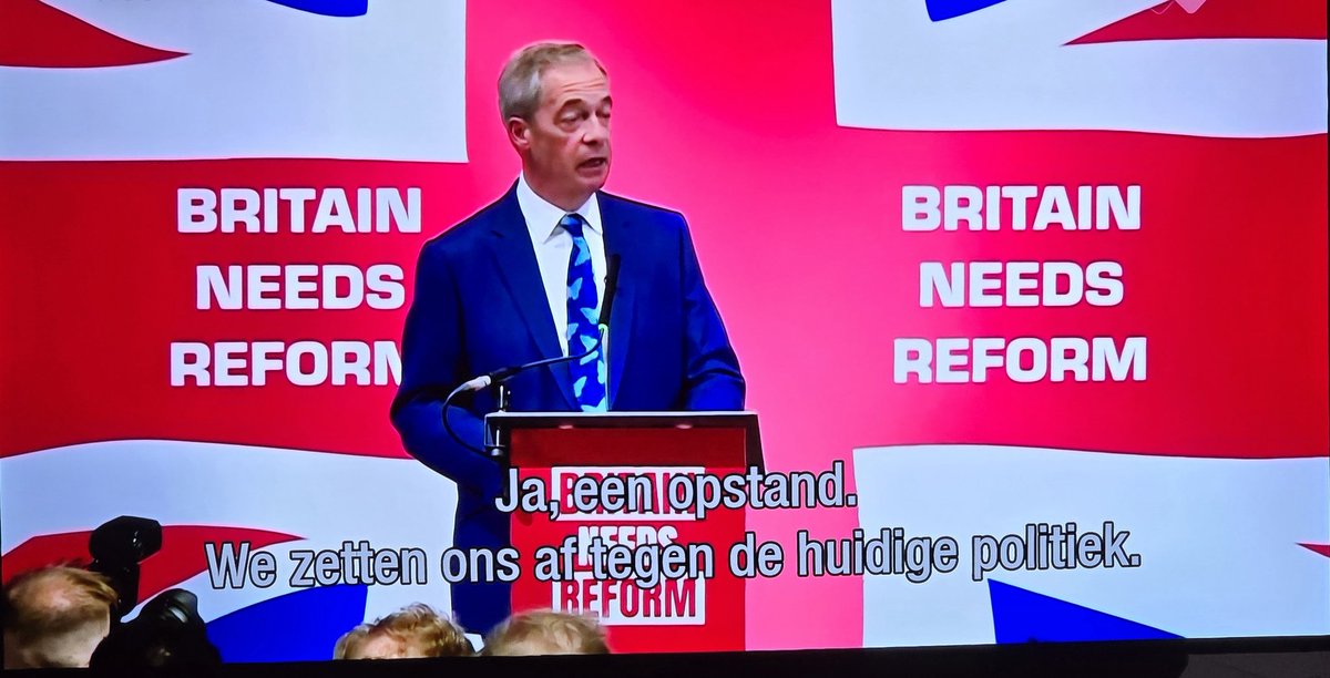 marcelbar8's tweet photo. Als je dacht dat het niet erger kon..

Brexiteer Nigel Farage keert terug in de Britse politiek. Als leider van de partij #Reform. Eerst zijn land naar de kloten helpen en dan dit. De man staat in nauw contact met Trump en Orbán. De zoveelste misselijkmakende clown 🤡. #nieuwsuur https://t.co/pAjECvyXcZ
