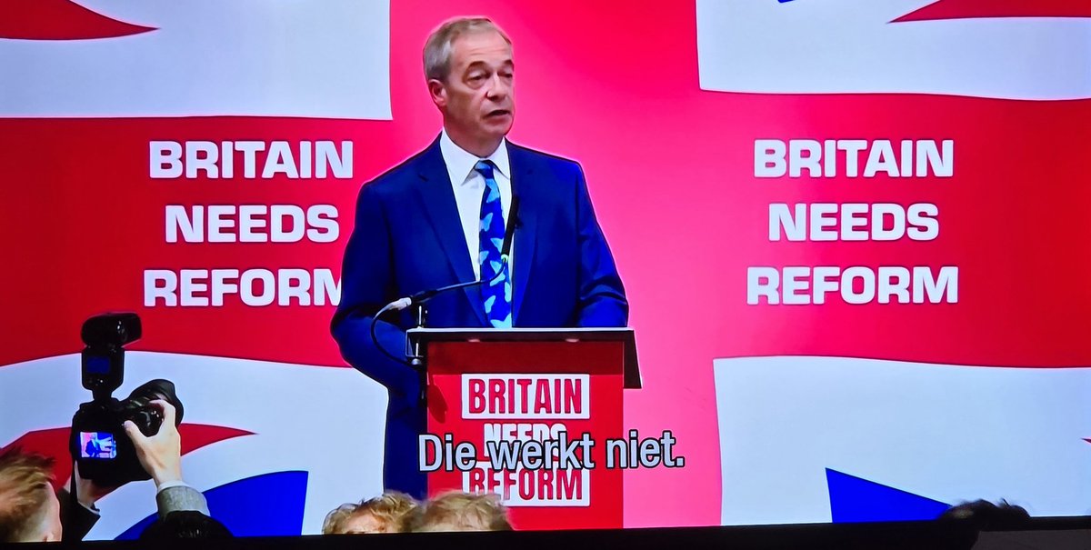 marcelbar8's tweet photo. Als je dacht dat het niet erger kon..

Brexiteer Nigel Farage keert terug in de Britse politiek. Als leider van de partij #Reform. Eerst zijn land naar de kloten helpen en dan dit. De man staat in nauw contact met Trump en Orbán. De zoveelste misselijkmakende clown 🤡. #nieuwsuur https://t.co/pAjECvyXcZ