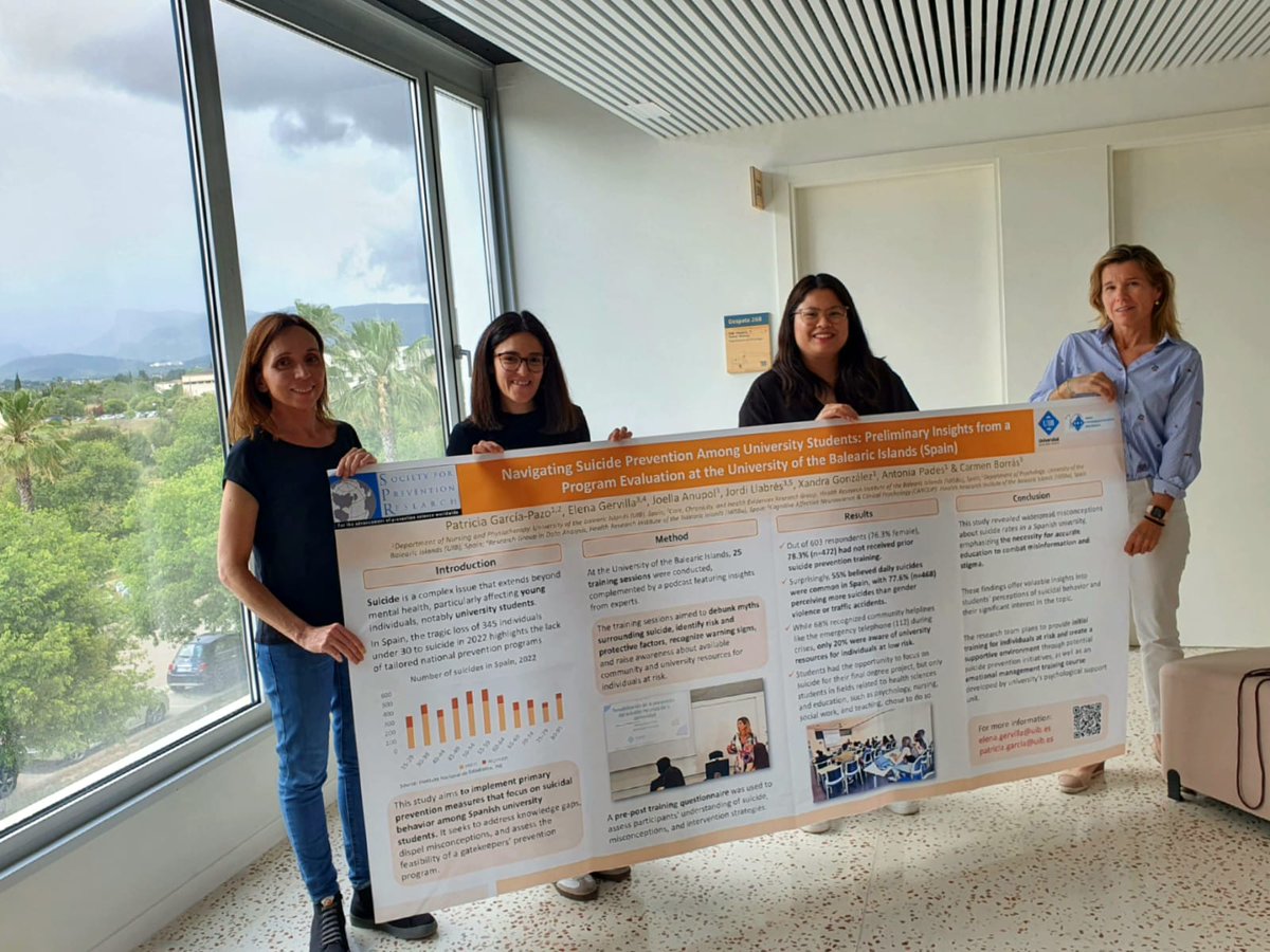 Presentació de la implementació del “programa de prevenció del suïcidi”, implementat el 23/24 a la <a href="/UIBuniversitat/">Universitat de les Illes Balears - UIB</a> gràcies a les Ajudes per a la transformació social de @cooperacioUIB, al congrés “Society for Prevention Research 32nd annual conference” <a href="/SPRORG/">SPR</a>