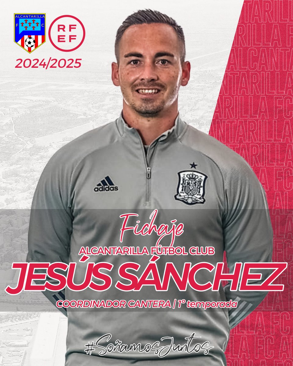 𝗖𝗔𝗡𝗧𝗘𝗥𝗔 𝗥𝗢𝗝𝗜𝗕𝗟𝗔𝗡𝗖𝗔

✅📝| FICHAJE

#JesúsSánchez nuevo coordinador de la cantera rojiblanca para la temporada 2024/2025

🧑‍🏫El técnico alcantarillero llega tras su experiencia como 2º entrenador y analista en <a href="/SEFutbol/">Selección Española Masculina de Fútbol</a> playa y <a href="/FCCartagena_efs/">FC Cartagena</a>

#SoñamosJuntos ❤🤍