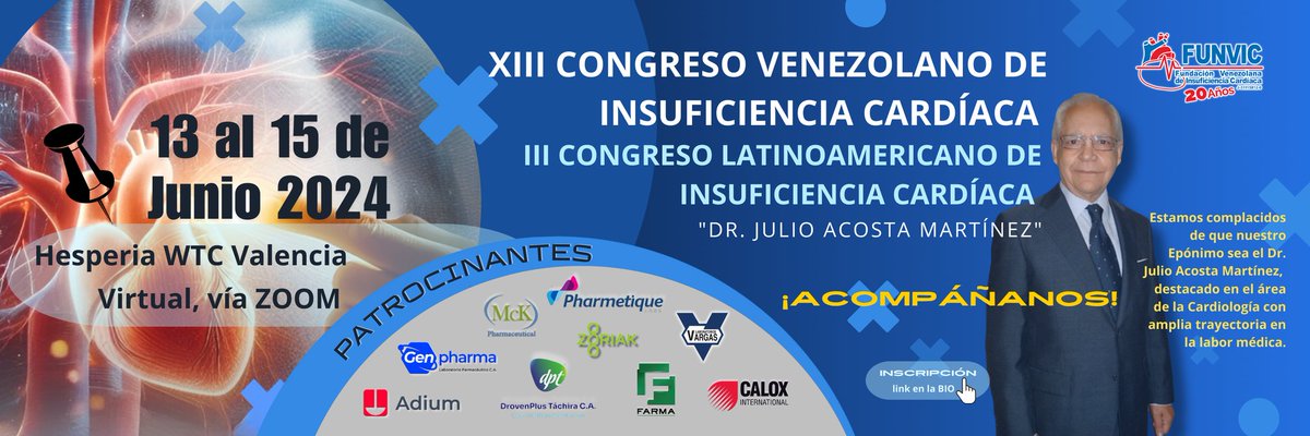 Faltan pocos Días📢
.
Del 13 al 15 de Junio. 
Salón Caroní y Foyer, Hesperia WTC Valencia. 
.
¿Ya te Inscribiste?
.
Visita nuestra cuenta en instagram @funvic2020 Link en la Bio. 
.
#XIIICONGRESOVENEZOLANODEINSUFICIENCIACARDÍACA #Funvic #Congresomédico  #HesperiaValencia