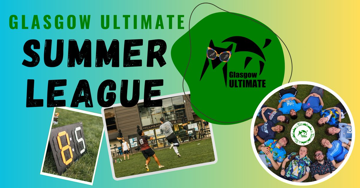 SUMMER LEAGUE - REGISTER NOW!

Our summer league starts June 19th at  <a href="/HillheadSports/">Hillhead Sports Club</a> club. 
New players welcome including beginners!

All the info and registration details are here:
glasgowultimate.co.uk/summerprogramm…

Get in touch if you have any questions