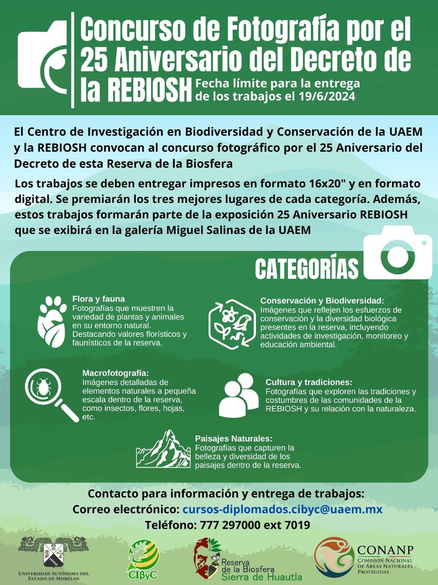 uaemorelos's tweet photo. Centro de Investigación en Biodiversidad y Conservación #Cibyc | Concurso de Fotografía por el 25 Aniversario del Decreto de la Rebiosh | #SomosUAEM https://t.co/3VADbgsvQJ