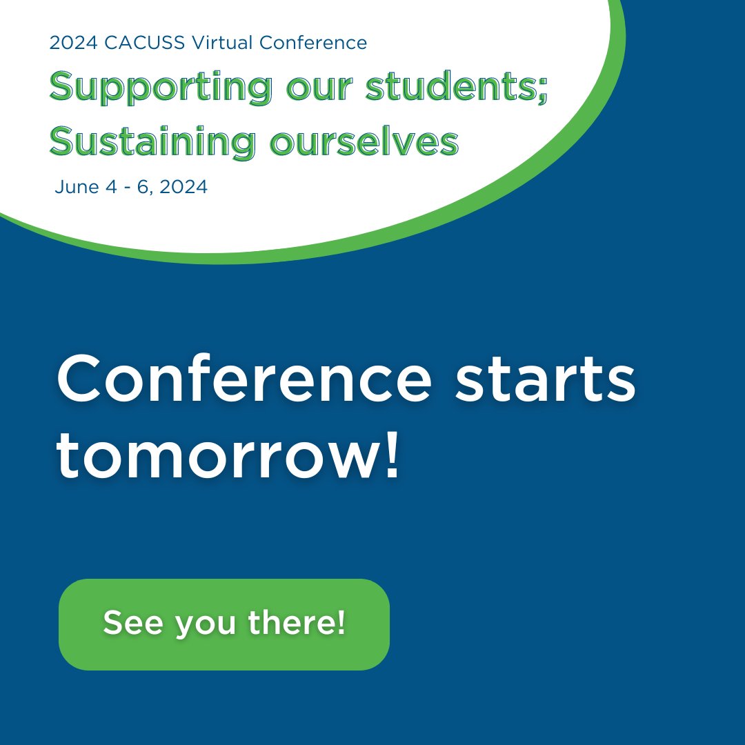 We are excited to remind you that the CACUSS 2024 Virtual Conference begins tomorrow! pheedloop.com/CACUSS2024/sit… 

#SACdn #CACUSS24