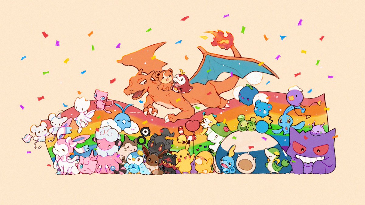sonshine_arts's tweet photo. "get in for a family photo!" 🥳

#pride #digitalart #pokemon https://t.co/FWy4kgxoGd
