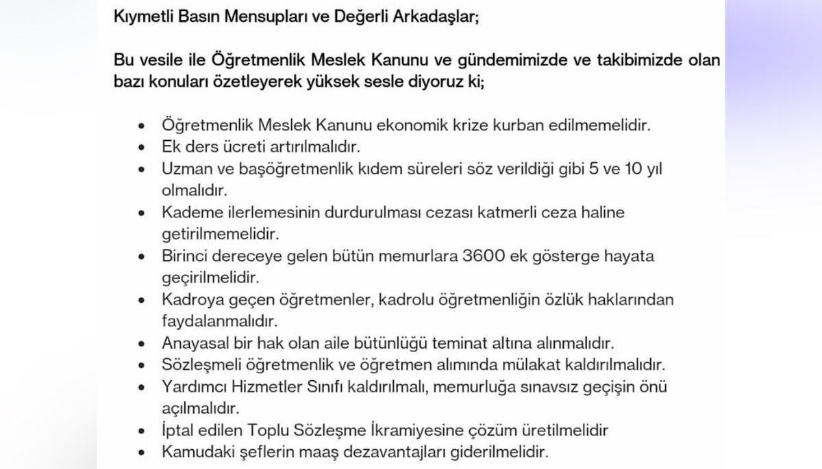 ogretmenlersyfs's tweet photo. Eğitim Bir Sen sonunda Uzman Öğretmenliğin 5, Başöğretmenliğin 10 yıla düşmesi için açıklama yaptı! 
Yetmez!
Sendikalarla birleşip Bakana ve TBMM’ye gidin! Verilen sözün tutulması için ne gerekiyorsa yapın! Yarın çok geç olacak! https://t.co/rQEhTYwhYT