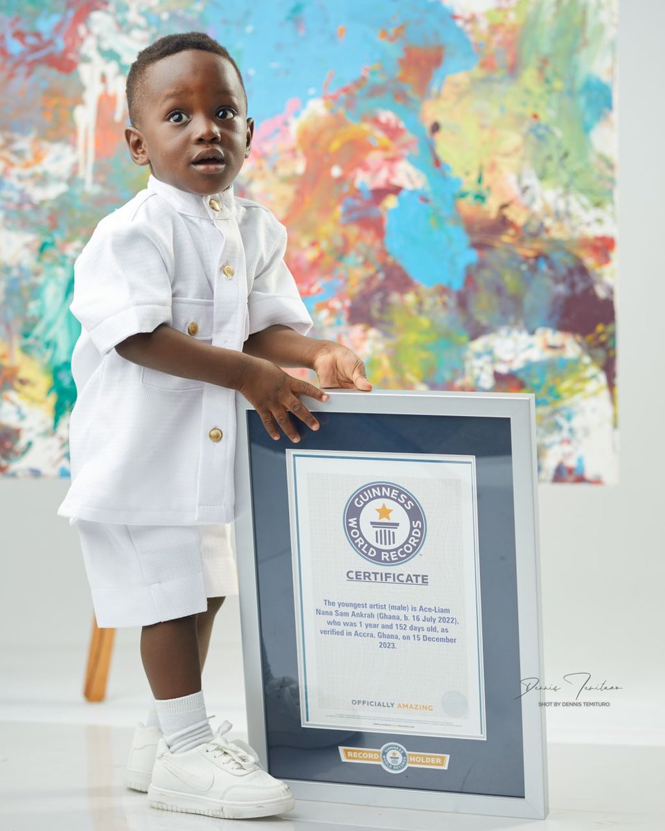 primanewsghana's tweet photo. 1-year-old Ace Liam has officially received his Guinness World Record certificate

He holds the record for the Youngest Artist (Male) at just one year old, 152 days.

#PrimaMedia #PrimaNews https://t.co/ESsvd24xTE