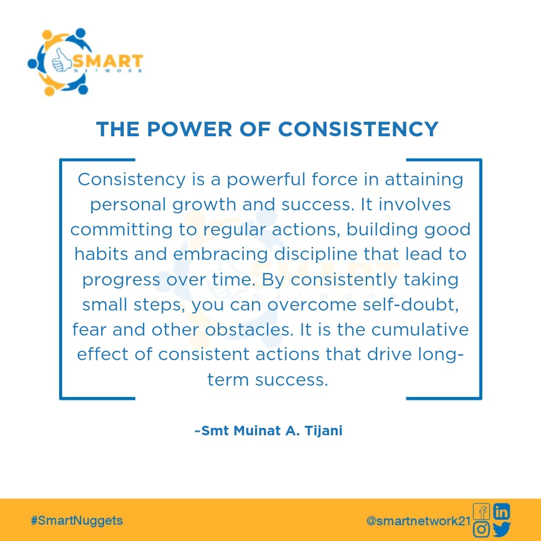 SMARTNetwork21's tweet photo. #SmartNuggets | 03/06/2024
TIPS TO STAY CONSISTENT
πΈSet clear goals to work towards. For example, you can try to use a SMART method to set your goals. https://t.co/ihv1IA3vZa