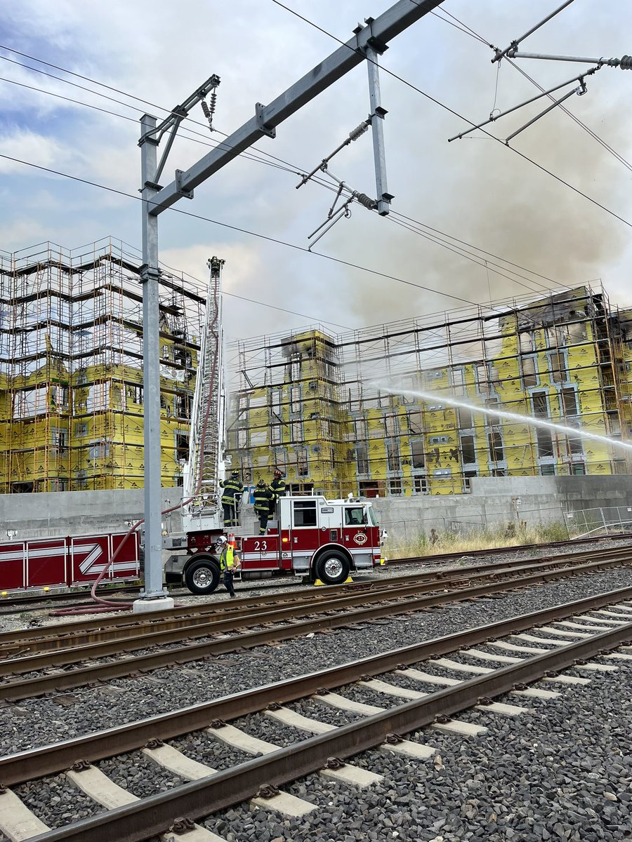 Scenes from current fire being contained by <a href="/redwoodcityfire/">Redwood City Fire</a> <a href="/SMCSheriff/">San Mateo County Sheriff's Office</a> adjacent to Caltrain tracks.