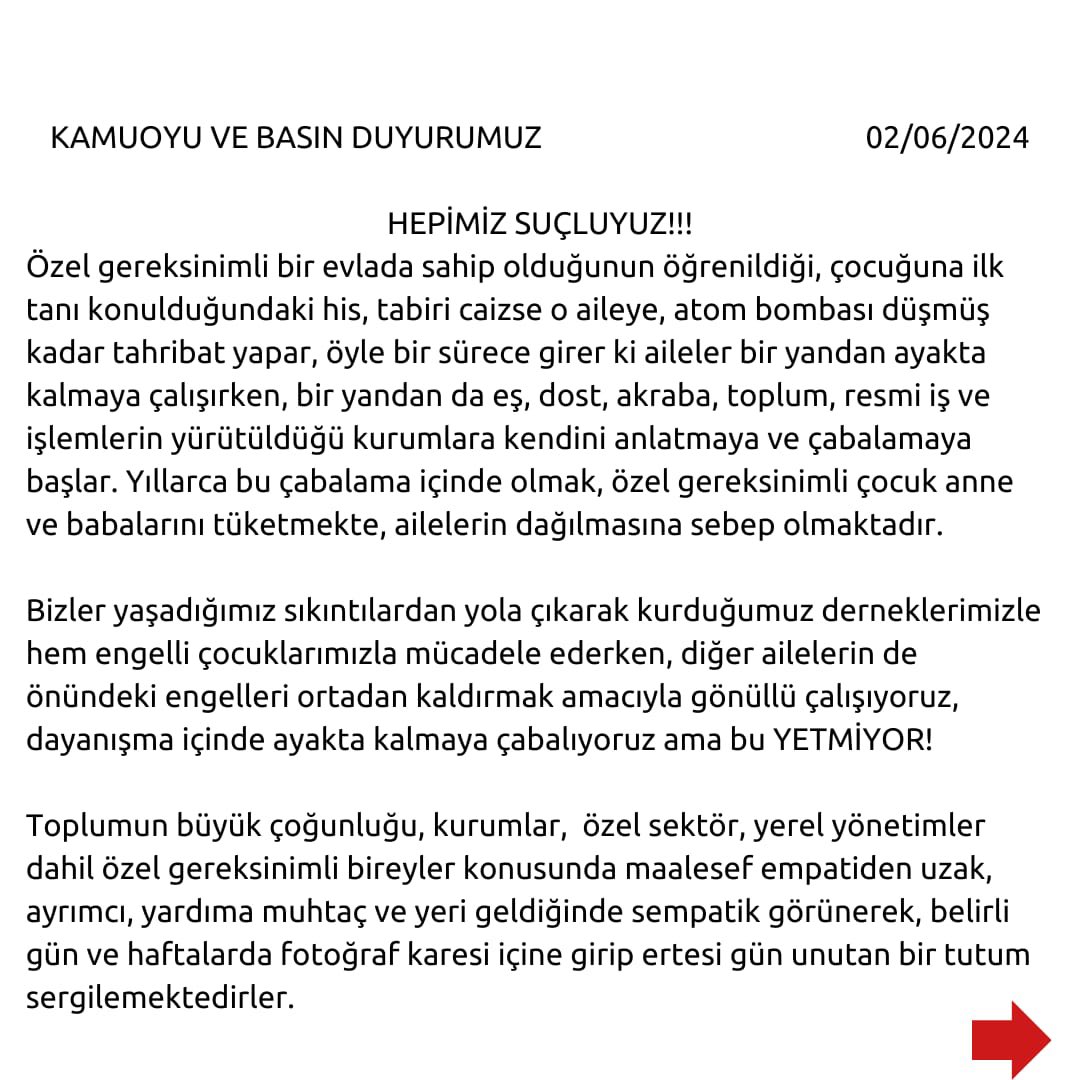 OtizmKonfed's tweet photo. ENGELLİ AİLELERİNİN SESİNİ DUYAN VAR Mİ?

Bursa Basın Açıklaması 4 Haziran 2024 Salı Saat 18.00 Kent Meydanı Tüm Halkımızın Desteklerini Bekliyoruz.

#ancakbirliktebaşarabiliriz https://t.co/Pw5l5xSfhJ