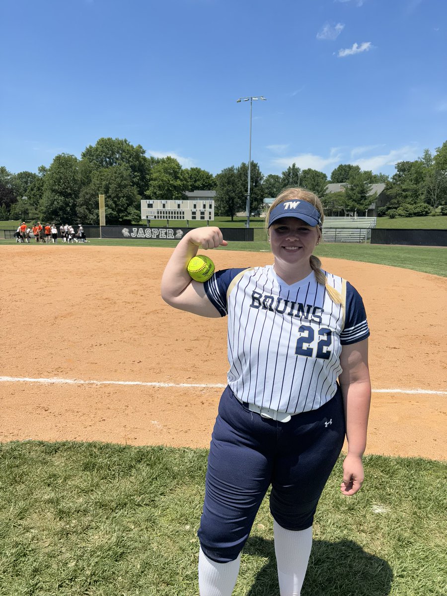 TriWestSoftball's tweet photo. The Bruins won the first Semi State game 3-0.  Audrey Lowry got the win and had 14 strikeouts. Ave Hensley had two hits one for a home run.  The Bruins play Silver Creek at 5 for the semi state championship https://t.co/9IlKEsweAk