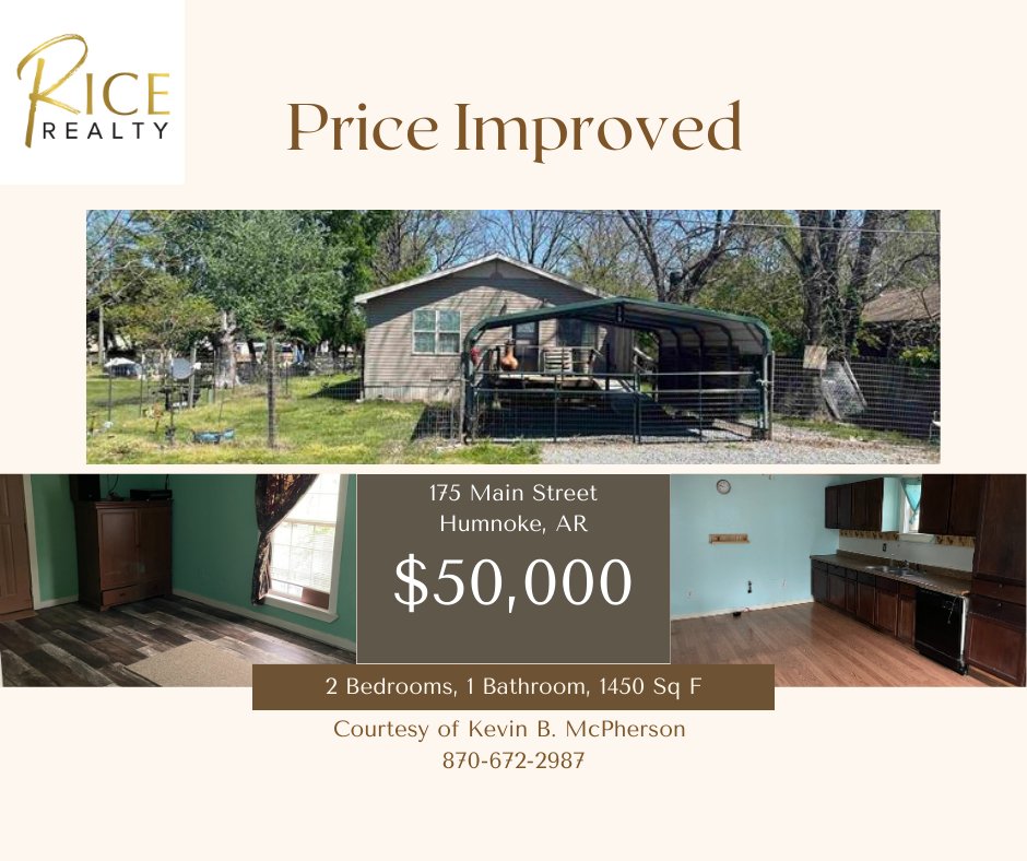 KevinMcP7's tweet photo. PRICE IMPROVEMENT🏡 courtesy of Kevin B. McPherson

Contact me today at 870-672-2987 to schedule a viewing and make it yours. ☎️ #localagent #realestatelife
Click here for full listing details: https://t.co/rfoG0olhDu https://t.co/HiZmRPvPRT