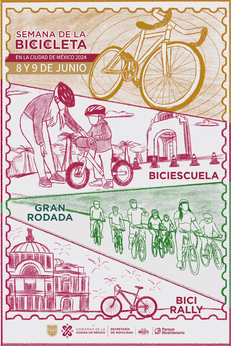 MIBiciCDMX's tweet photo. ¡Ciclistas, tenemos semana de la bici! 🚴‍♂️😍

Lánzate a las increíbles actividades que tendremos para ti en la conmemoración del #DíaMundialDeLaBicicleta 🚴‍♂️💚

🚲#Biciescuela
🚲Gran rodada
🚲Bici Rally

¡No te lo pierdas! 😉 https://t.co/wQMWCmou7O