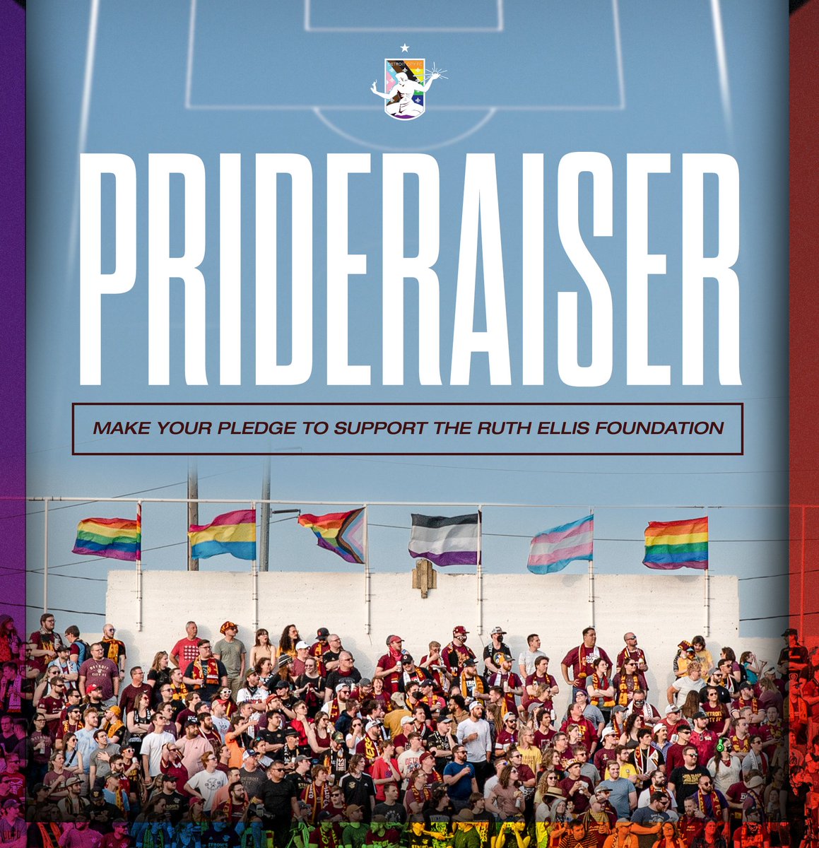Every June, the <a href="/NGSCaresDet/">NGSCares</a>  and Detroit City faithful come together to raise funds to support local LGBTQ+ youth.
For every goal our men’s and women’s first team's score, supporters pledge a donation that is donated to the <a href="/RuthEllisCenter/">Ruth Ellis Center</a>  

detcityfc.com/prideraiser/