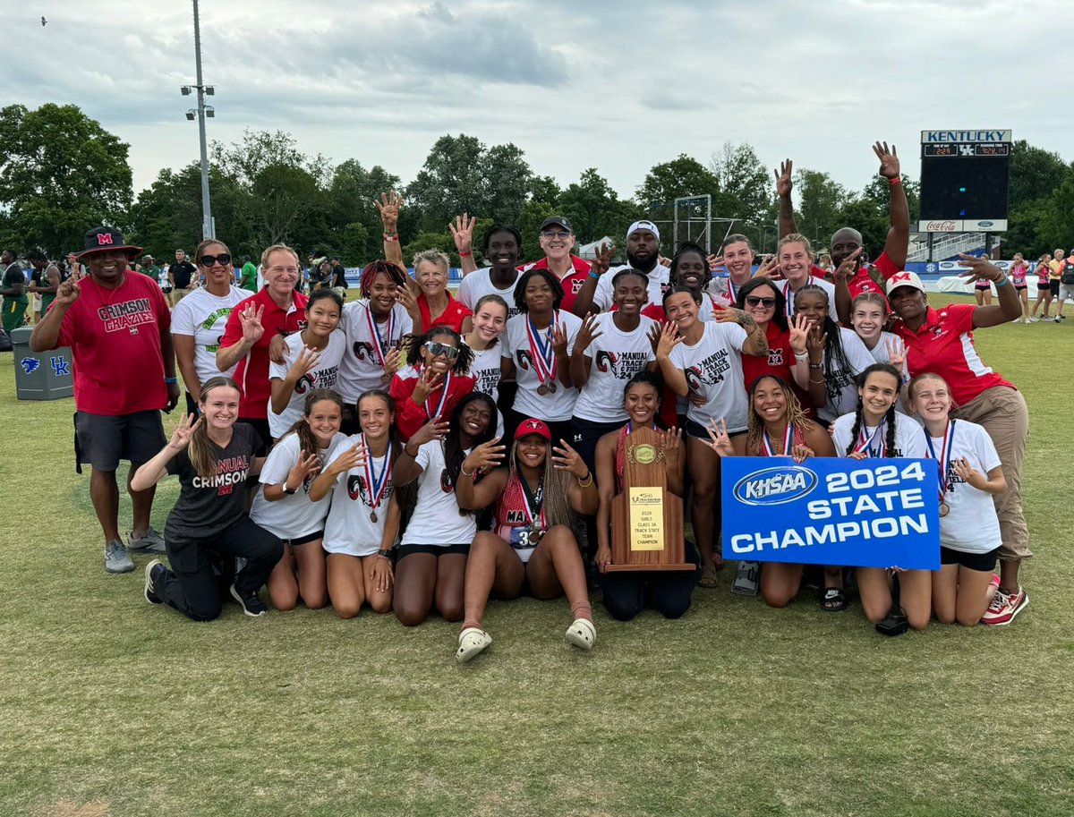 UofL Health (@uoflhealth) on Twitter photo Congrats to the <a href="/ManualAthletics/">Manual Athletics</a> girl's track team for winning their FOURTH consecutive KHSAA 3A state championship! 🏆🏆🏆🏆
UofL Health athletic trainers Maggie Gregg and Drew Miller did a great job keeping these student-athletes ready to compete all year. Congrats to the <a href="/ManualAthletics/">Manual Athletics</a> girl's track team for winning their FOURTH consecutive KHSAA 3A state championship! 🏆🏆🏆🏆
UofL Health athletic trainers Maggie Gregg and Drew Miller did a great job keeping these student-athletes ready to compete all year.