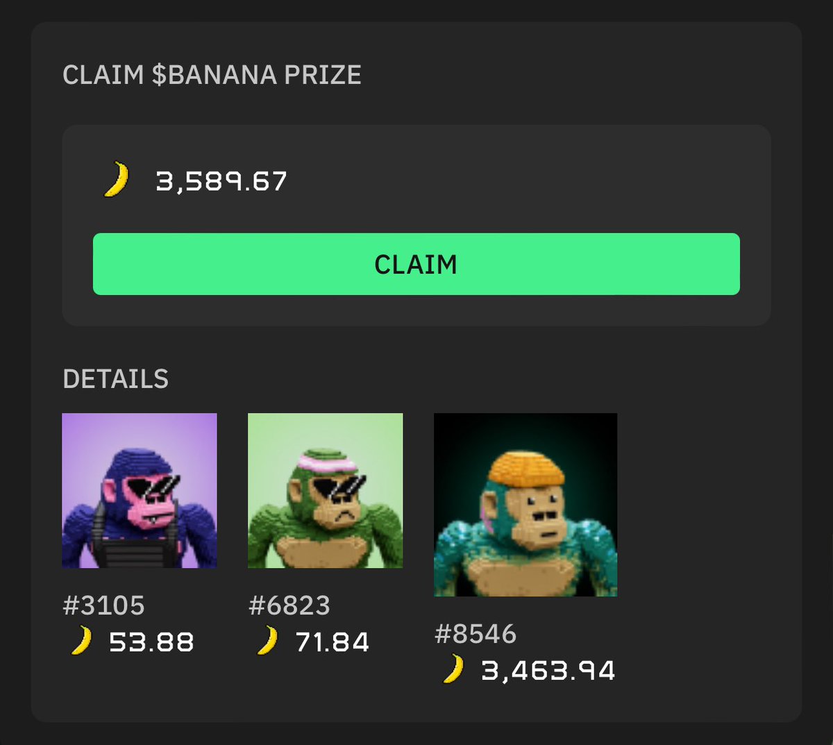 SolSeneca's tweet photo. 7 seasons into the new PnK, my VX hit it big and it’s going right back into PnK 🍌🍌🍌 #OOH

Like, share, &amp; comment with a pic of ur fav vx u run with and I’ll send 70 naners to 7 kongz fam 🫡

Post a VX you don’t own = Blocked 🙏🏼

@CyberKongz @Ronin_Network https://t.co/Oc4Q9pcJc5
