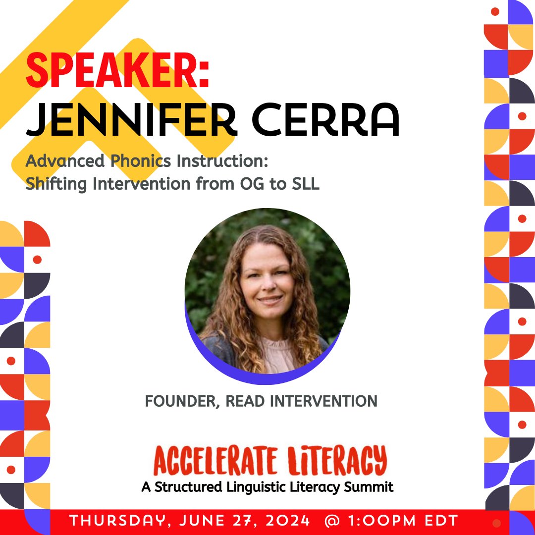 The virtual Accelerate Literacy Summit presents Jennifer Cerra. Join us for an outstanding summit featuring Structured Linguistic Literacy with this esteemed speaker.    

Register here.  2024.sllsummit.com/?sc=DD58SIPH&a…