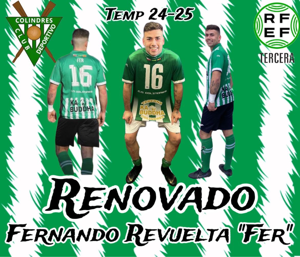 CDColindresyEMF's tweet photo. 📣 RENOVACIÓN!!✍🏻

Fernando Revuelta “FER” continuará una temporada más defendiendo el escudo!!✂️

Sangre,sudor y lágrimas por esta camiseta, la cual seguirá defendiendo al límite, como el solo sabe,una temporada más 🪖🎖️

Muchas suerte!!💚🤍 https://t.co/B6MSmTGTI1