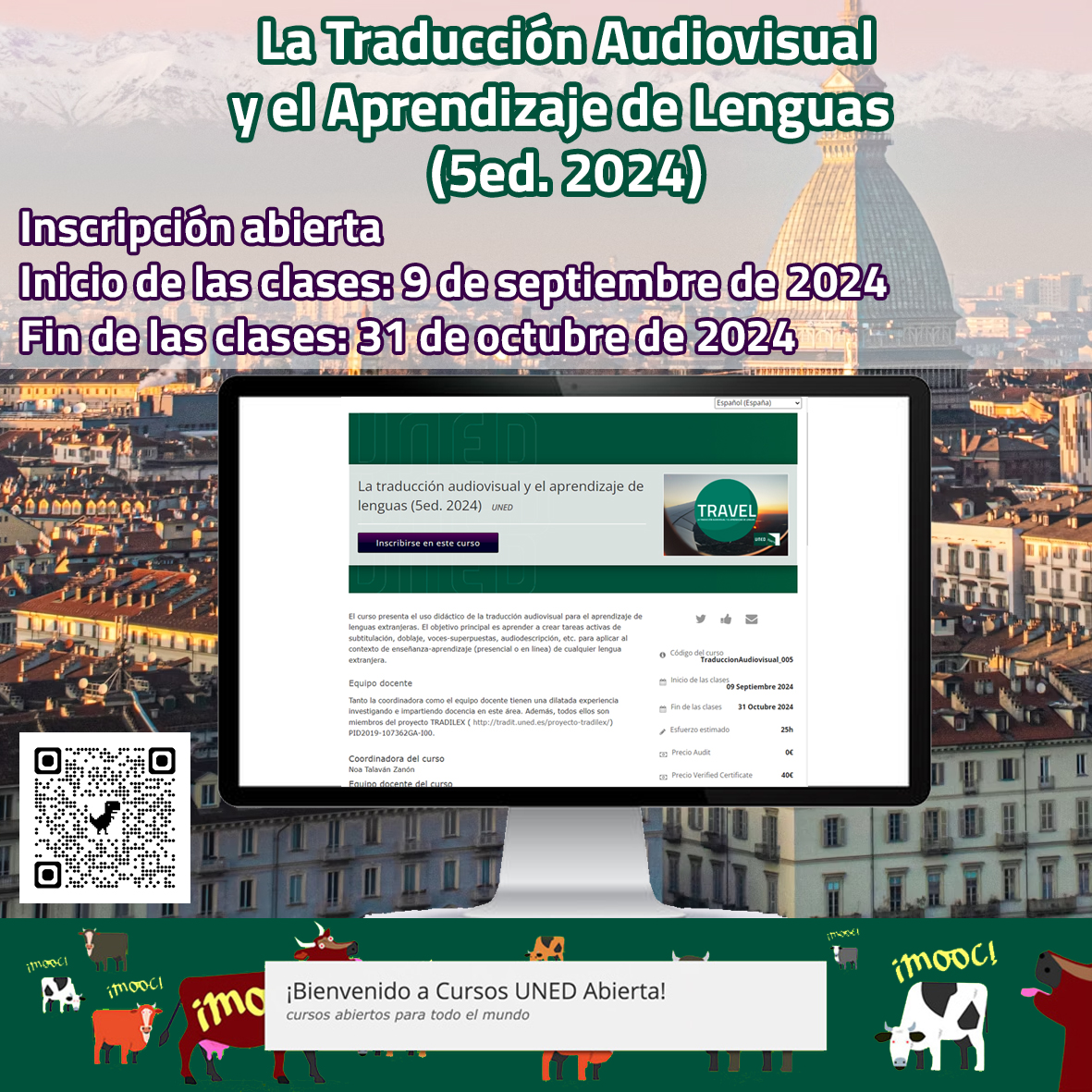 Ya puedes inscribirte en la 5ª edición del MOOC TRAVEL (La TAV y el Aprendizaje de Lenguas). ¿Te lo vas a perder?
👩‍💻Coord. <a href="/NTALAVAN/">NOA TALAVAN</a> 
👩‍🏫👨‍🏫Equipo Docente: <a href="/JenniferLertola/">Jennifer Lertola</a>, <a href="/antj_tinedo/">Antonio-Jesús Tinedo-Rodríguez</a>, <a href="/marganara/">marga navarrete</a>, Carolina Gonzalo, Alberto Fernández y <a href="/MarOgea/">Mar_Ogea</a>.
Enlace: iedra.uned.es/courses/course…