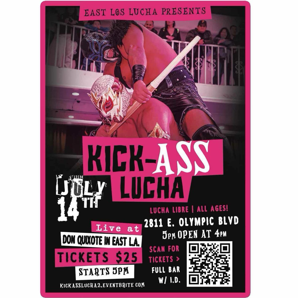 RyanKiddPro's tweet image. 🚨KICK ASS LUCHA!🚨

Mr. Excitement returns to Los Angeles for East Los Lucha as they present “KICK-ASS LUCHA” on July 14th at Don Quixote.

I am looking to tearing it up in LA! Match announcements are coming soon. Tickets are on sale now! DM me to reserve your seats!