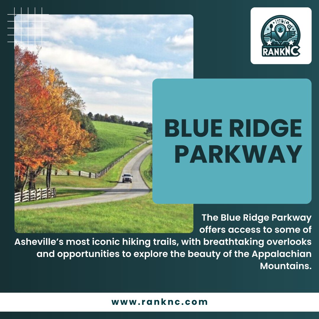 The Blue Ridge Parkway offers access to some of Asheville’s most iconic hiking trails, with breathtaking overlooks and opportunities to explore the beauty of the Appalachian Mountains. 

ranknc.com

#RankNC #explorenc #ncadventures #discovercarolina #nchiddengems