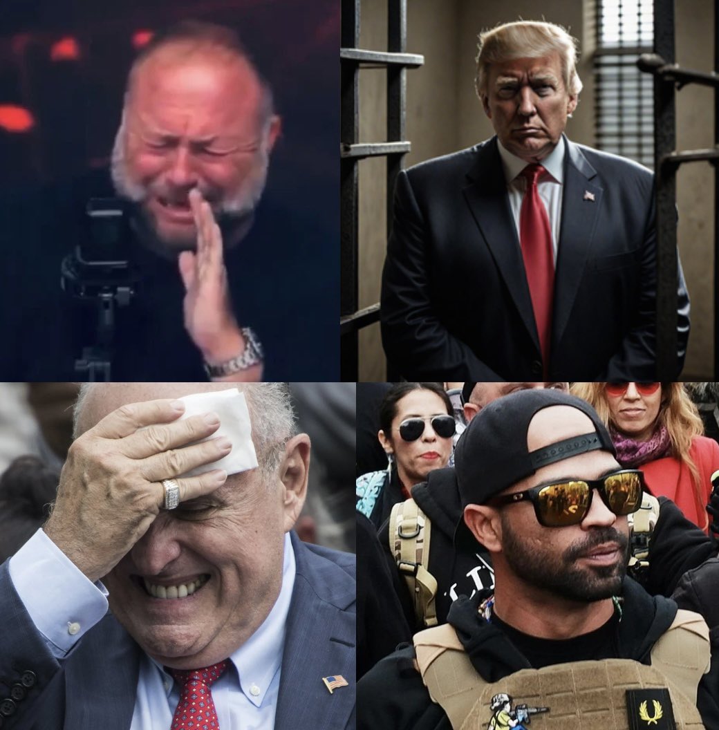 The Biden weaponized DOJ : 1. Donald Trump has been convicted on 34 felony charges at a sham trial. 2.The federal government is seizing the Alex Jones studio in Austin, Texas. 3. Rudy Giuliani had his entire net worth wiped out overnight for questioning election fraud. 4.