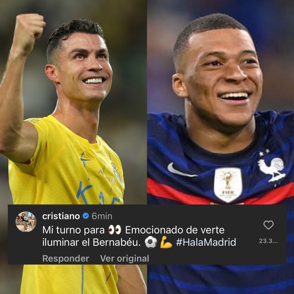 ¡¡¡Cristiano Ronaldo le comentó la publicación a Kylian Mbappé!!!