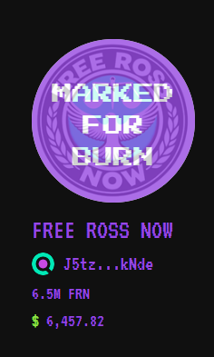 FreeRossNow's tweet photo. So, in an epic play, @FluxBeamDEX has added a "Harvest All" option on the #SPL22 fee manager page!
This is going to save @TechDruidKenny and many other devs untold hours; thanks #Fluxbeam!
To celebrate, we burned the first batch, 6.5M $FRN.
That's just over 1.5% of our supply! https://t.co/rCToNL9AwA