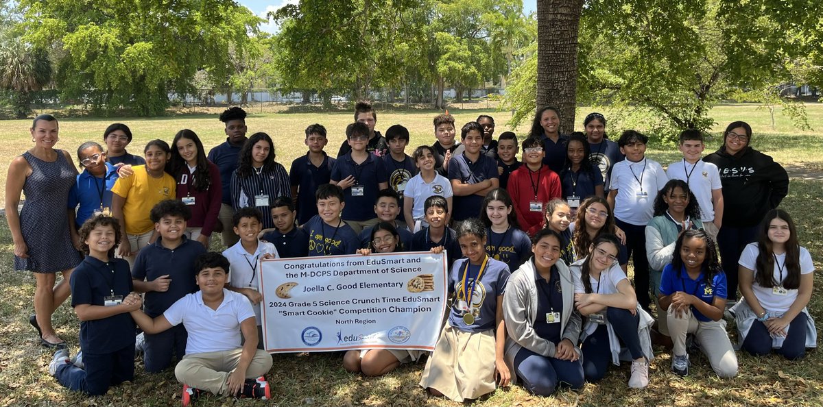 MEtweedy's tweet photo. On behalf of EduSmart &amp; the Dept. of Science congrats to the Gr. 5 2024 “Smart Cookie” Competition Champions Joella C. Good Elementary for the North Region! @EduSmartScience @MDCPSSci @MDCPSNorth @JCG_Eagles @AileenVega123 @NestorEMarcia https://t.co/DlCQBvs1uB