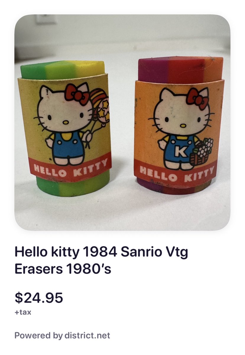 Hello kitty 1984 Sanrio Vtg Erasers 1980’s  #dibs 38247: Follow and reply with #dibs to purchase!