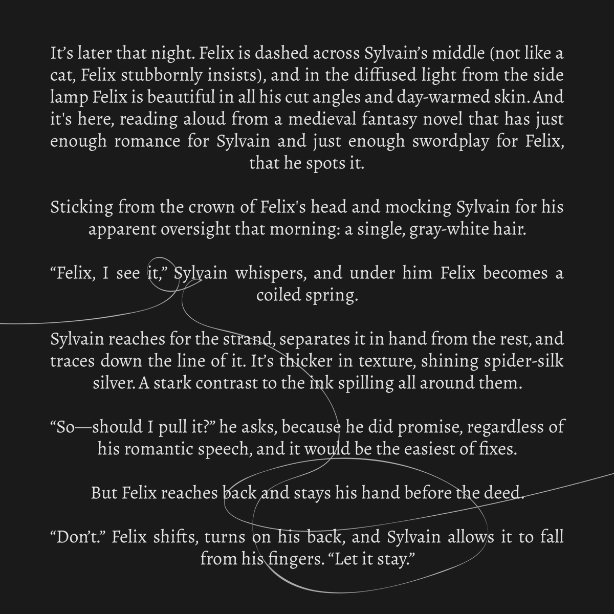 SylvainShake's tweet photo. ๐ค Silver Threads
~ rated t
~ 2.5k
~ domestic older sylvix
In which Felix finds a gray hair, and Sylvain is reminded once more just how infinite his love spans.
https://t.co/tXBodBfA1x
( late post for #SYLVAINBDAYPREGAME ) https://t.co/OsXK2IvoV7