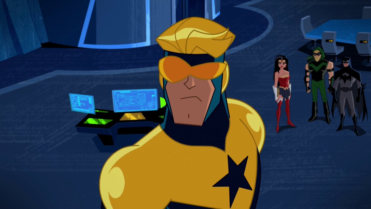 worldsfinest's tweet photo. The Justice League Action series finale episode, "She Wore Red Velvet," debuted this day (Jun. 3) in 2018. Written by Tim Sheridan and directed by Doug Murphy, Booster Gold nabs the spotlight in this final outing for this overlooked DC Comics cartoon gem! #JusticeLeague #JLAction https://t.co/ttIti9acm1